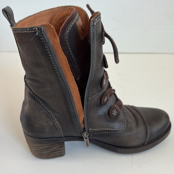 Pikolinos gray brown lace up side zip leather ankle boot stacked heel le mans - Picture 8 of 16